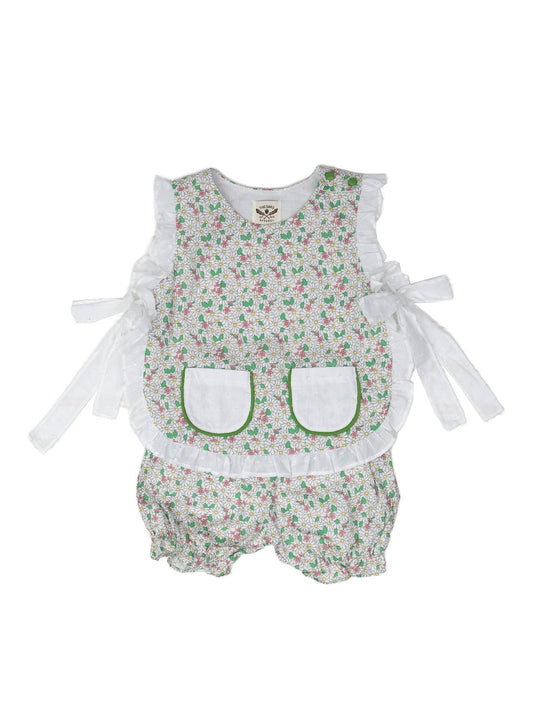 Green/White Floral Baby & Toddler Bloomer Set