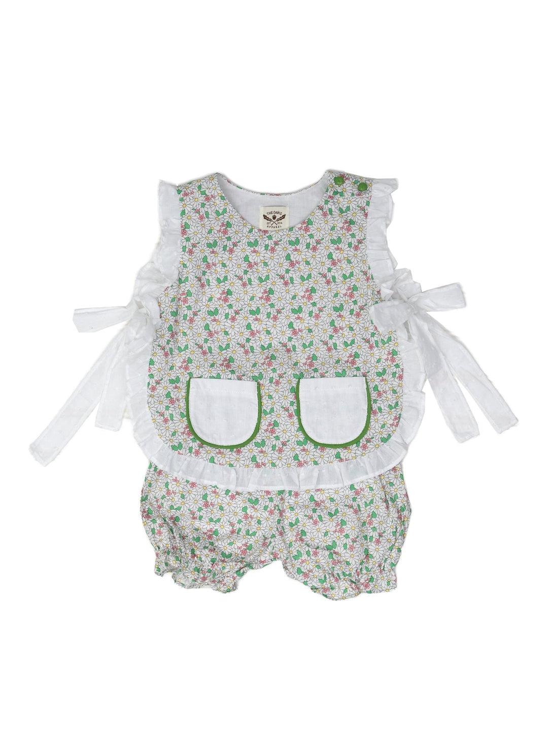 Green/White Floral Baby & Toddler Bloomer Set