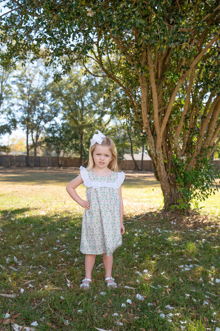 Green/White Floral Sleeveless Dress