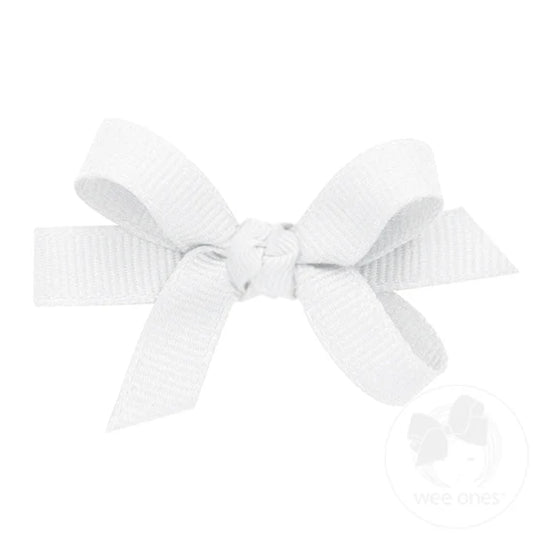 Baby Classic Grosgrain Girls Hair Bow (Knot Wrap) - White