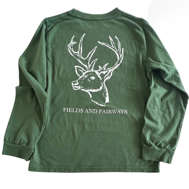 Fields and Fairways Deer Long Sleeve Pocket Shirt