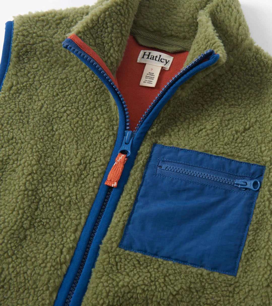 Boys Loden Green Faux Sherpa Vest