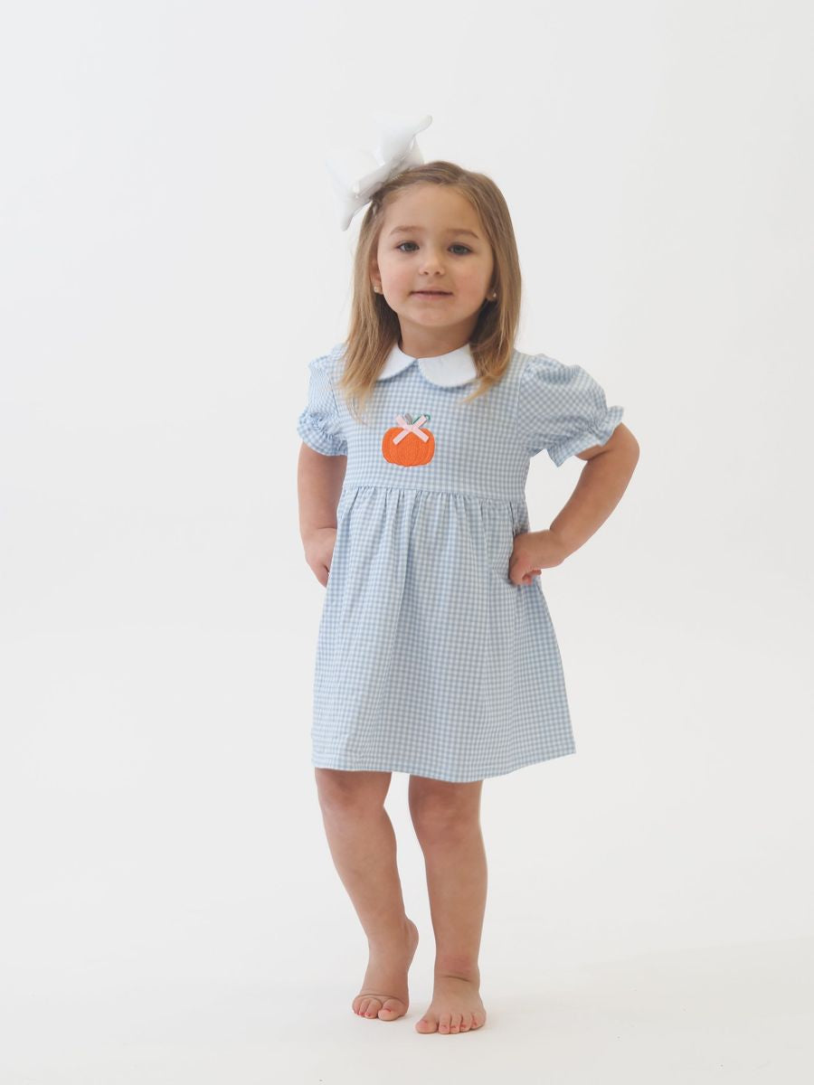 Sweet Pumpkin Blue Stripe Peter Pan Collar Dress: 5