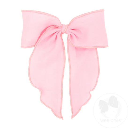 King Cotton Gauze Bowtie with Twisted Wrap and Whimsy Tails - Pink