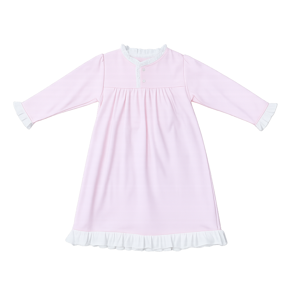 Girls Pima Night Gown | Pink/White