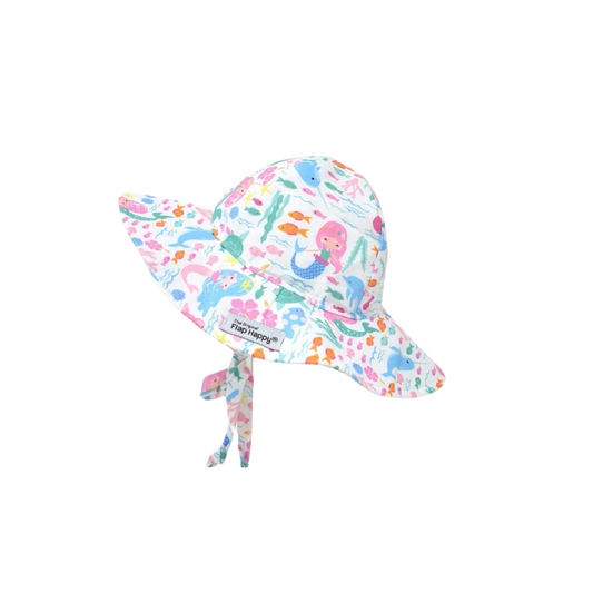 Flap Happy Girls Fantasea Mermaids Floppy Hat UPF 50+: XS, S, M, L, XL