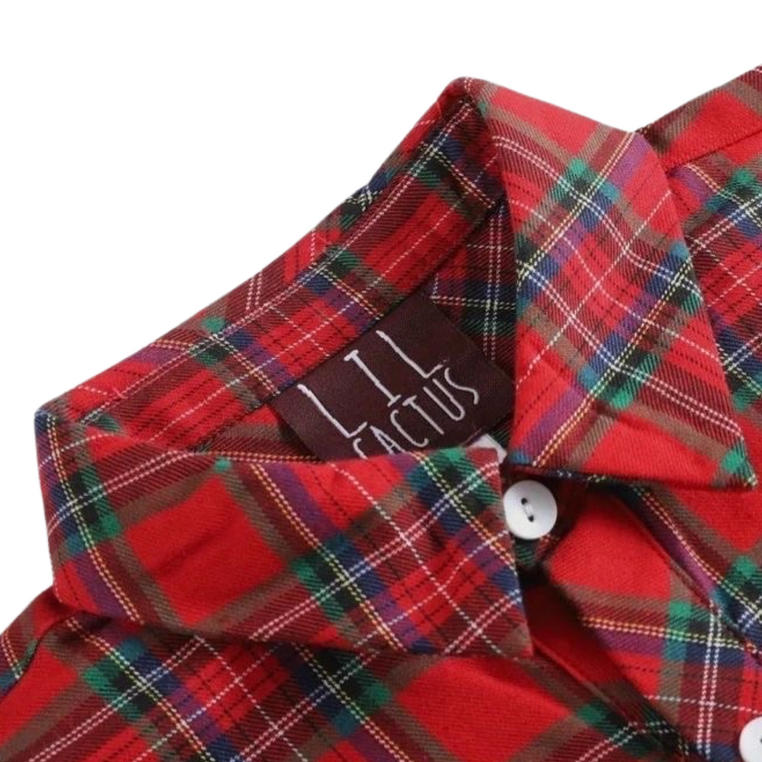 Red and Green Plaid Button-Up Christmas Shirt