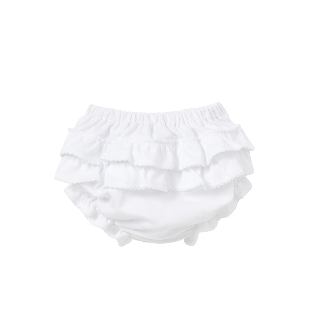 Kissy White Diaper Cover W/ Ruffle - Pima Cotton: 9M