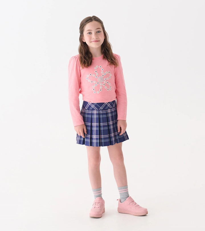 Girls Preppy Plaid Pleated Skirt