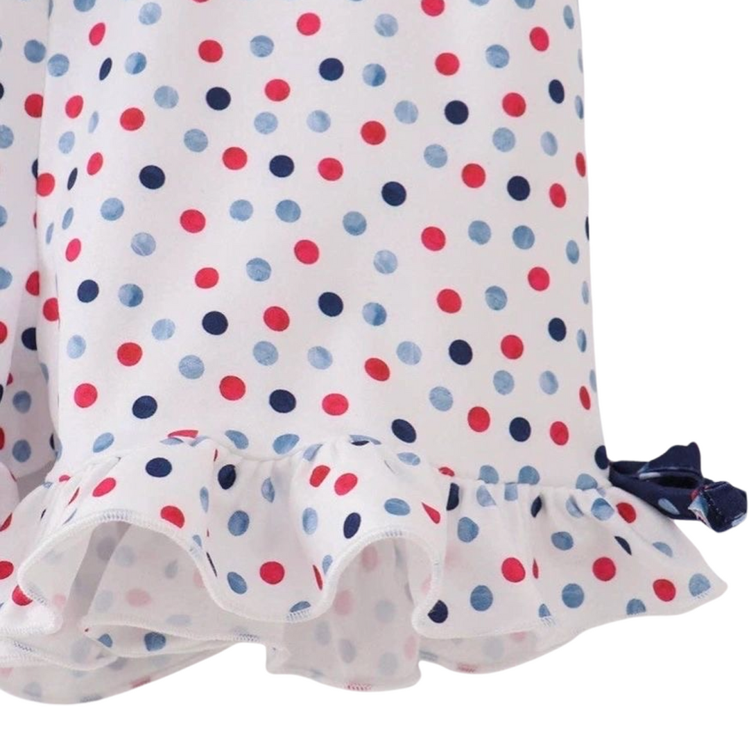 Patriotic Navy Flag Smocked Polka Dots Short Set: 4