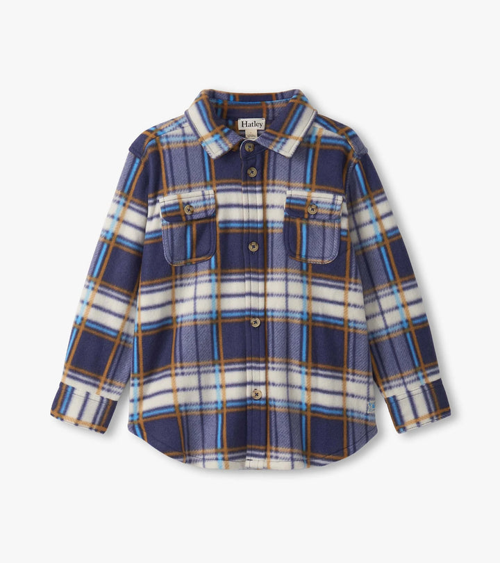 Boys Mountain Top Plaid Fleece Button-Up Shirt