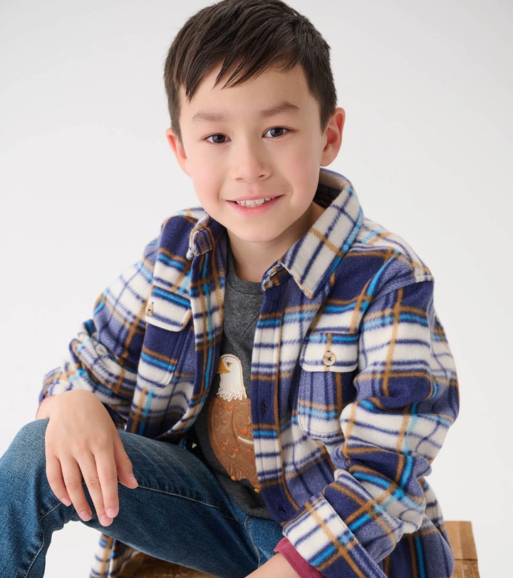 Boys Mountain Top Plaid Fleece Button-Up Shirt