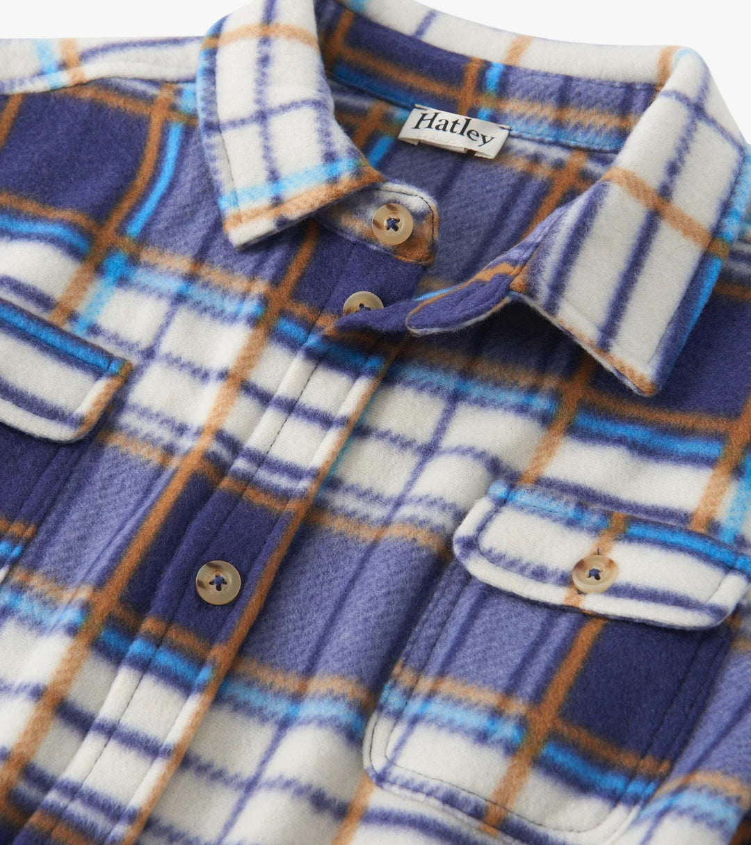 Boys Mountain Top Plaid Fleece Button-Up Shirt