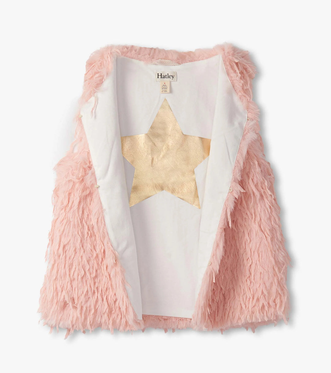 Girls Pale Pink Feather Faux Fur Vest
