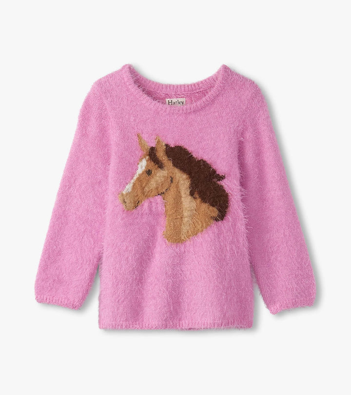 Girls Horse Furry Sweater
