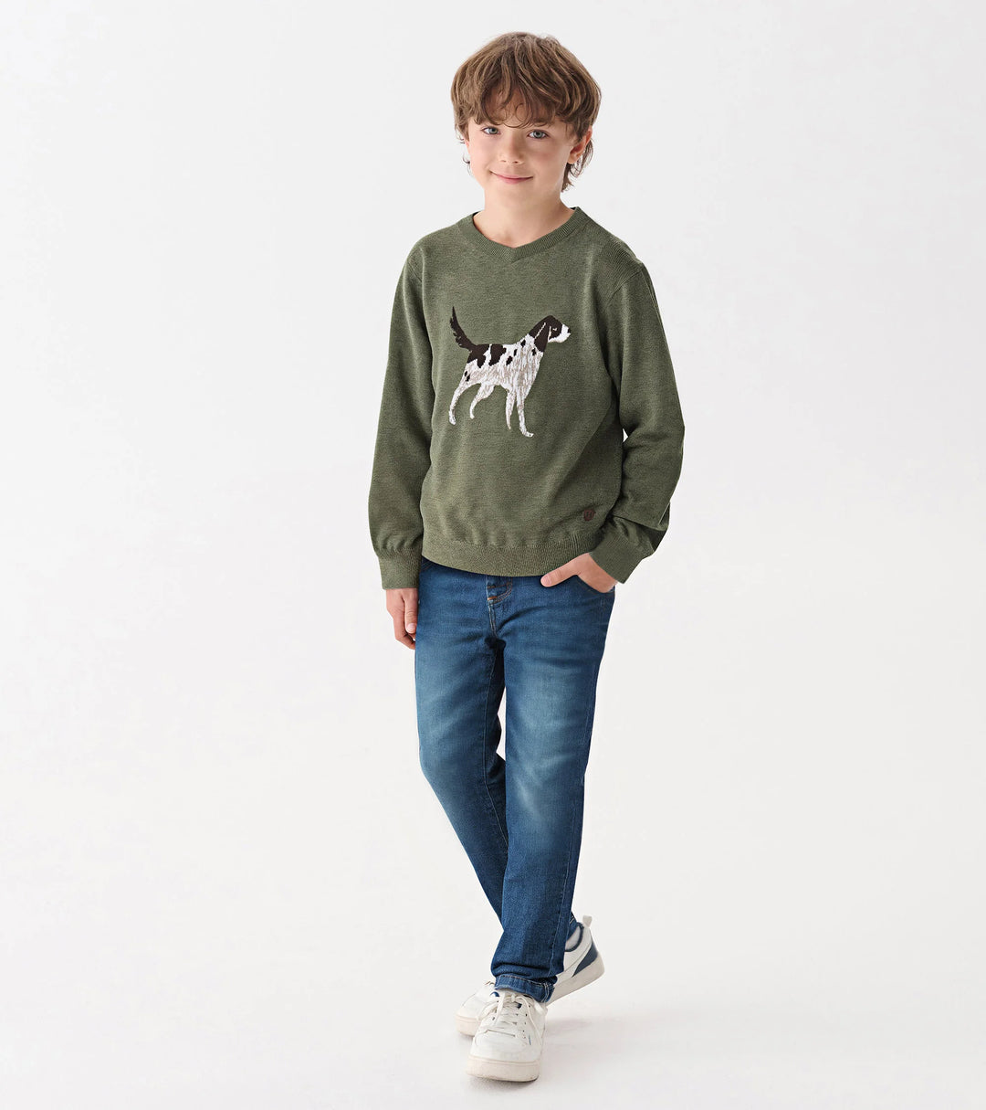 Boys Hunting Dogs V-Neck Sweater