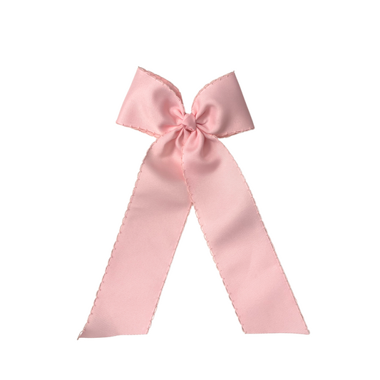 Light Pink Grosgrain with Matching Moonstitch Streamer Hair Bow