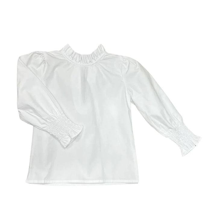 White Lyn Ruffle Collar Tie Back Shirt