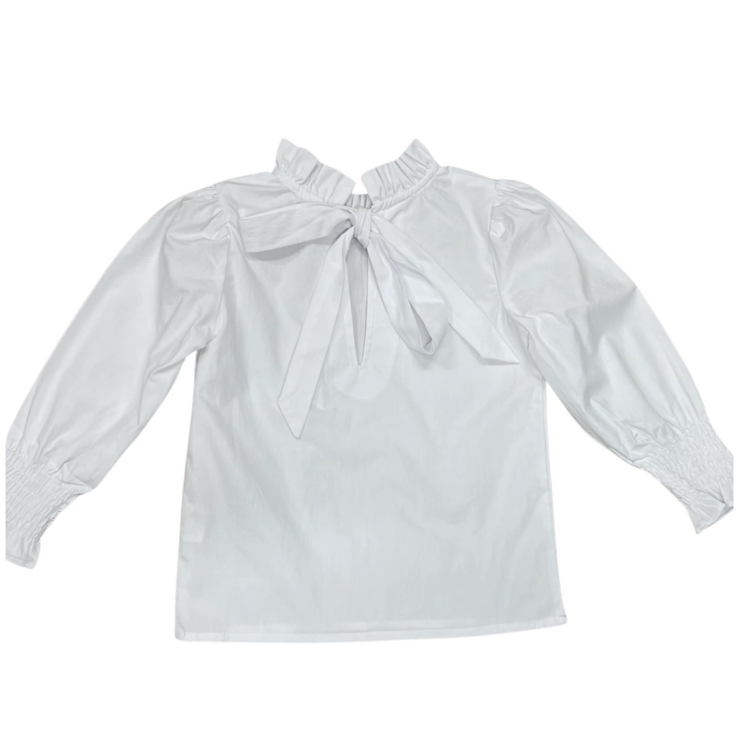 White Lyn Ruffle Collar Tie Back Shirt