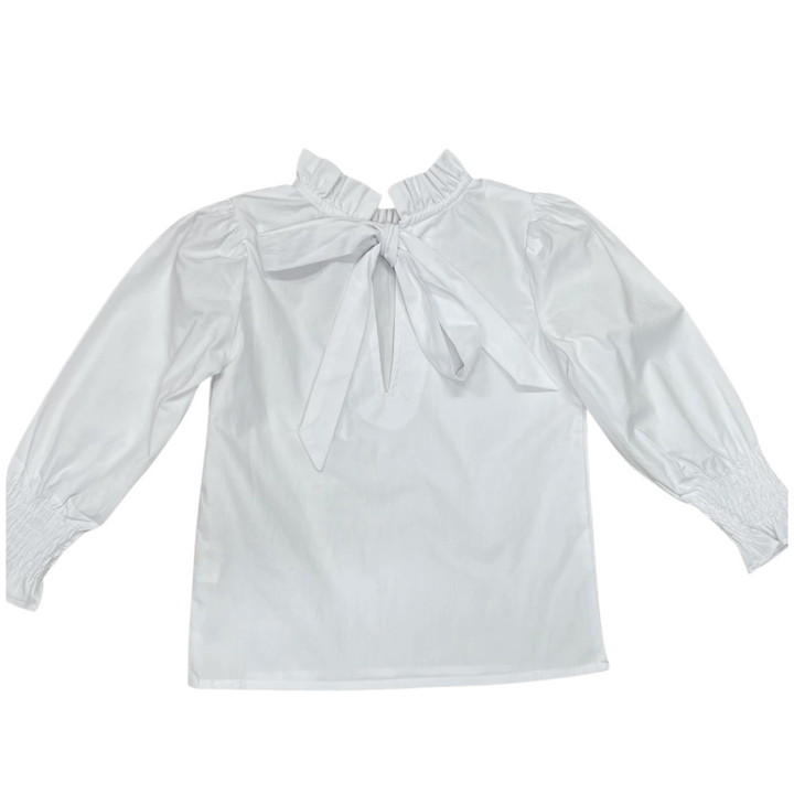 White Lyn Ruffle Collar Tie Back Shirt