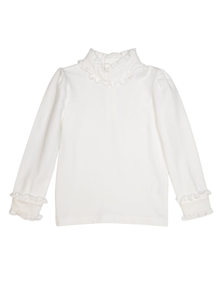 Long Sleeve Mary White Ruffle Collar Top