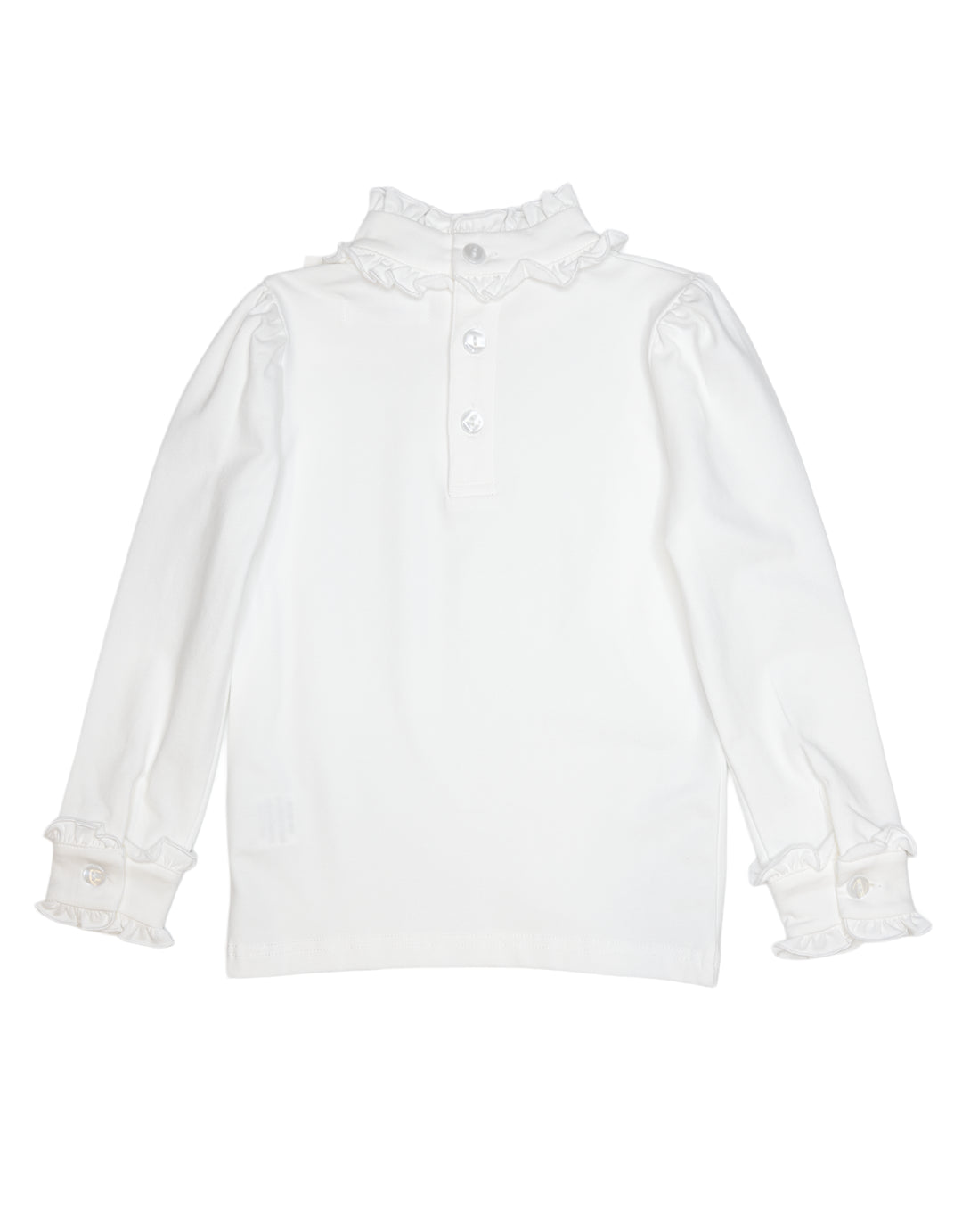 Long Sleeve Mary White Ruffle Collar Top