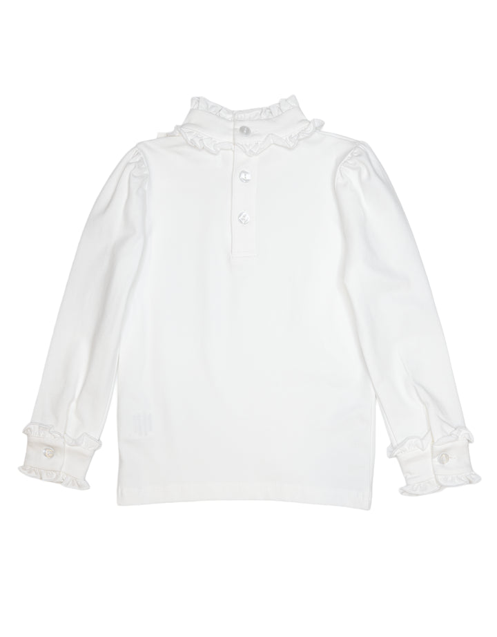 Long Sleeve Mary White Ruffle Collar Top