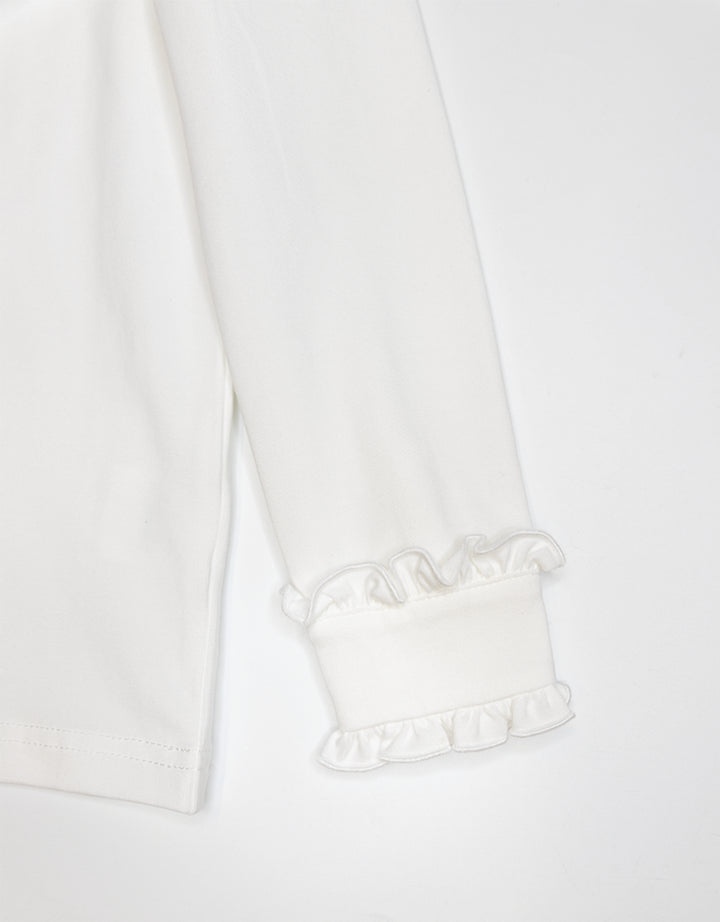 Long Sleeve Mary White Ruffle Collar Top