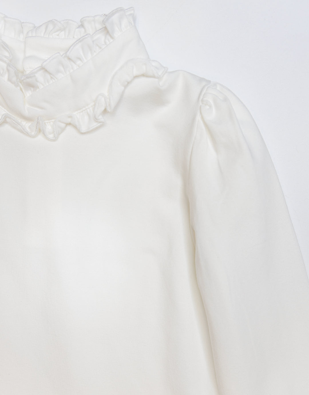 Long Sleeve Mary White Ruffle Collar Top