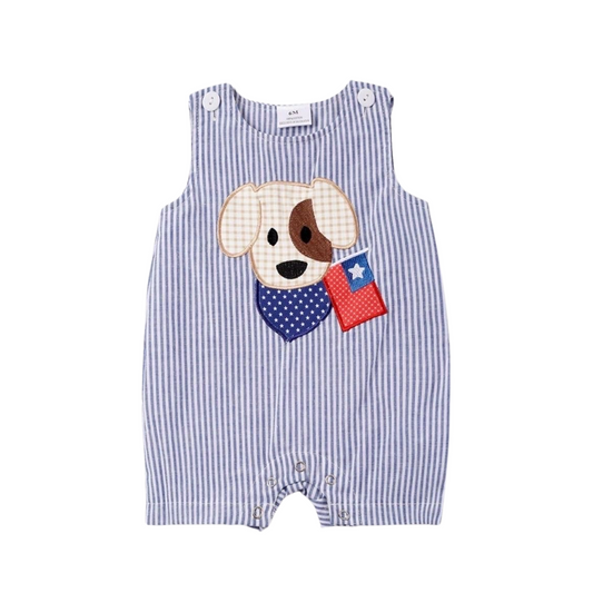 Blue and White Striped Puppy July 4th Shortall: 12M