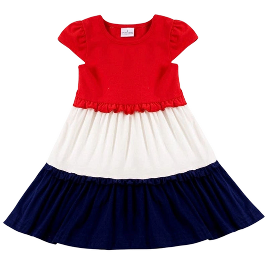 Red White and Blue Patriotic Twirl Dress 4,6,8,10