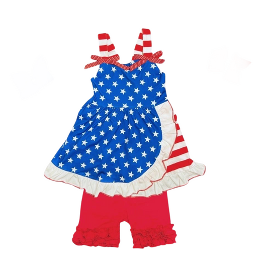 Girls Star and Stripe Tunic July 4th Patriotic Set 2T, 3T