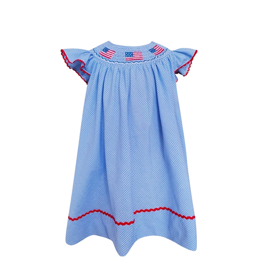 Angeline Kids - Patriotic Flag Smocked Dress: 5