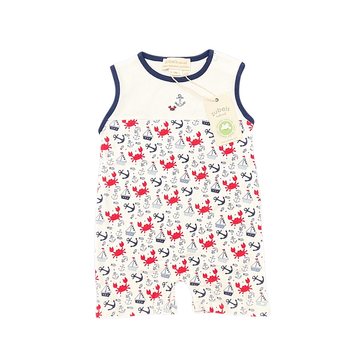 Zubels Organic Boys Crab Print Romper: 18M