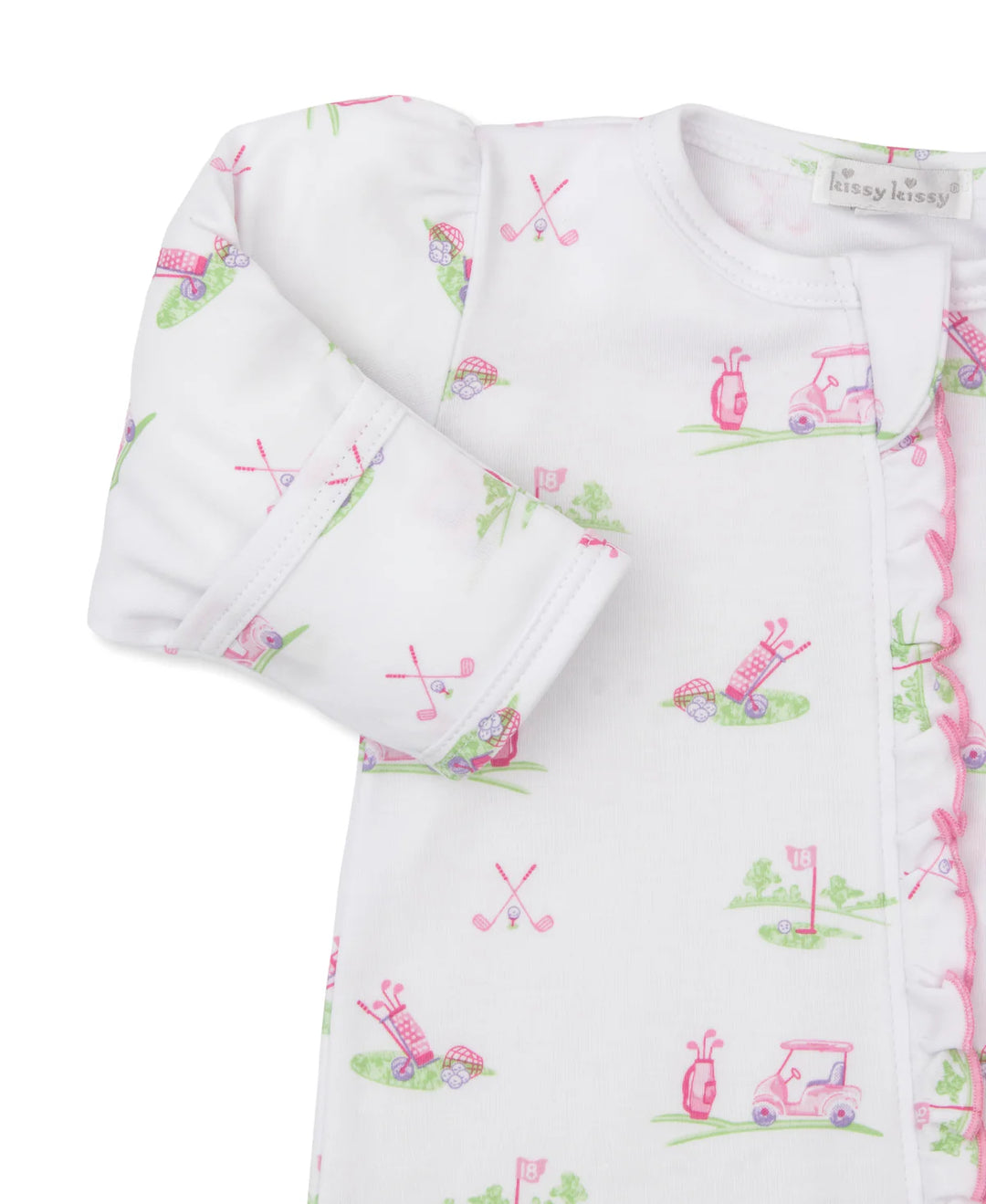 Fairway Foursome Ruffled Zipper Footie: NB