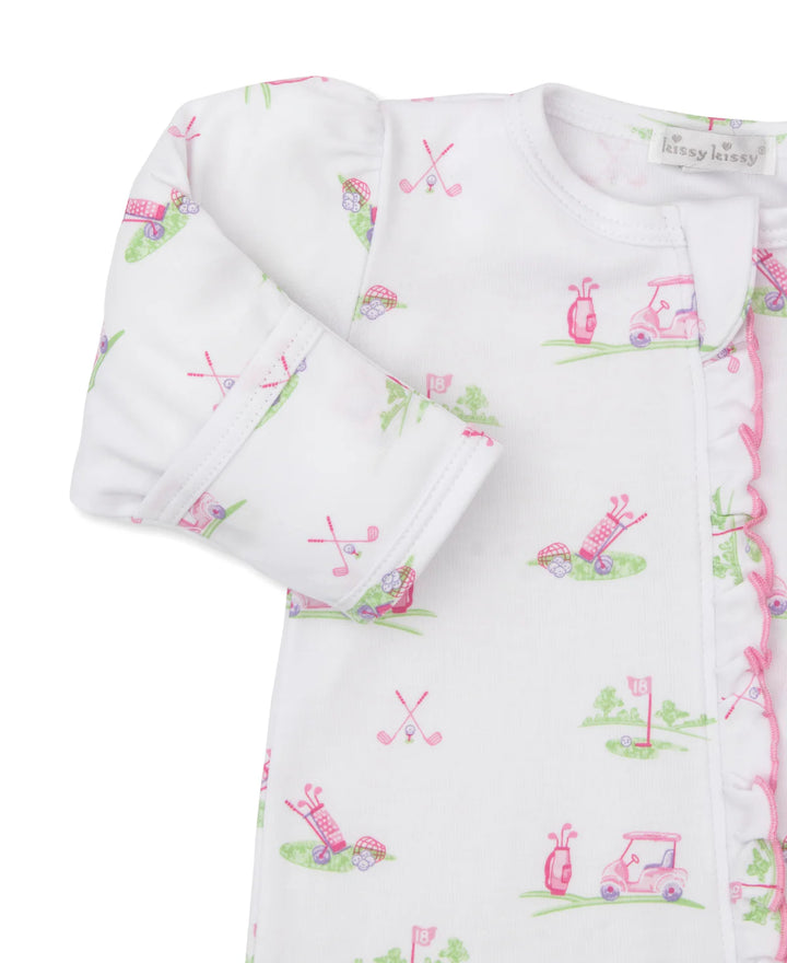 Fairway Foursome Ruffled Zipper Footie: NB