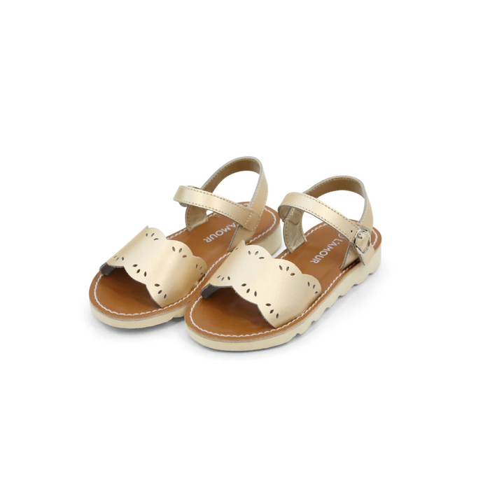 Ella Scalloped Girls Sandal - Champagne