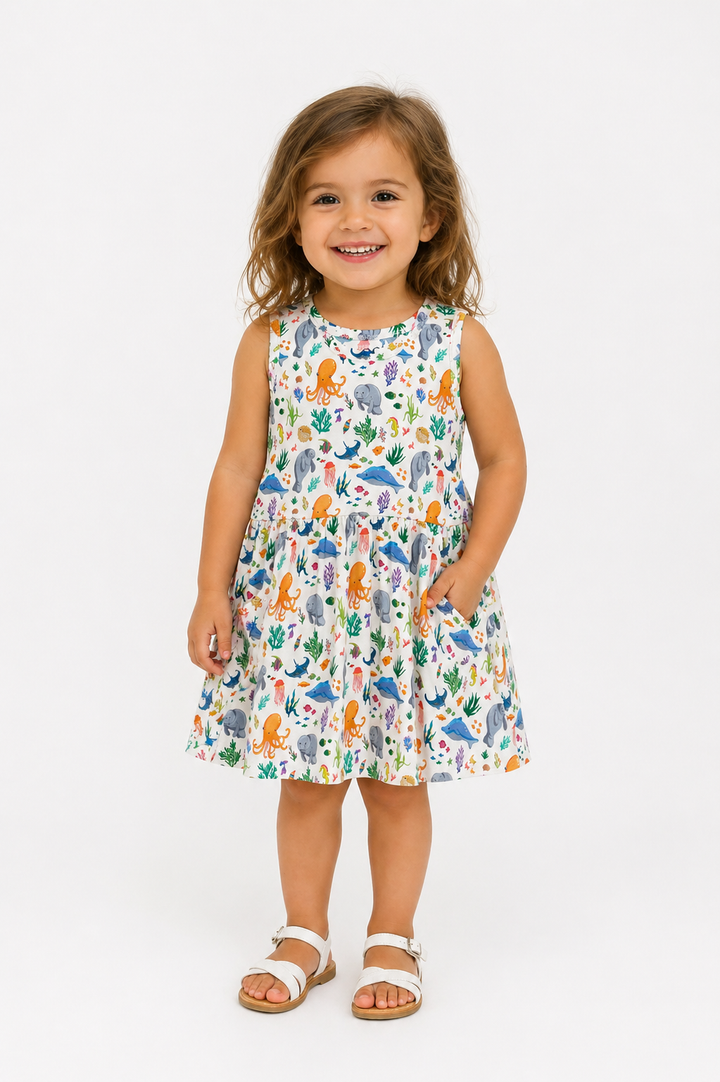 Ocean Friends Sleeveless Bamboo Dress