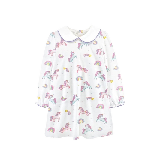 Baby Club Chic Magical Unicorns Dress with Round Collar - Pima Cotton 12-18M, 2, 3, 4, 5