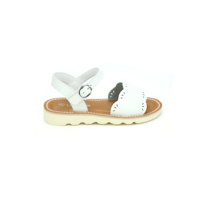 Ella Scalloped Girls Sandal - White