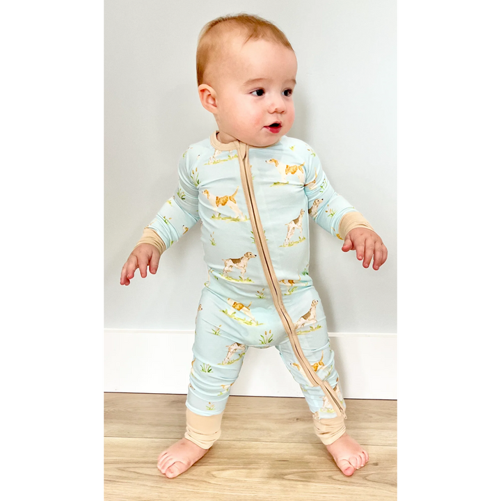 Hunt Dog Bamboo Zipped Onesie: NB, 0-3M, 12-18M