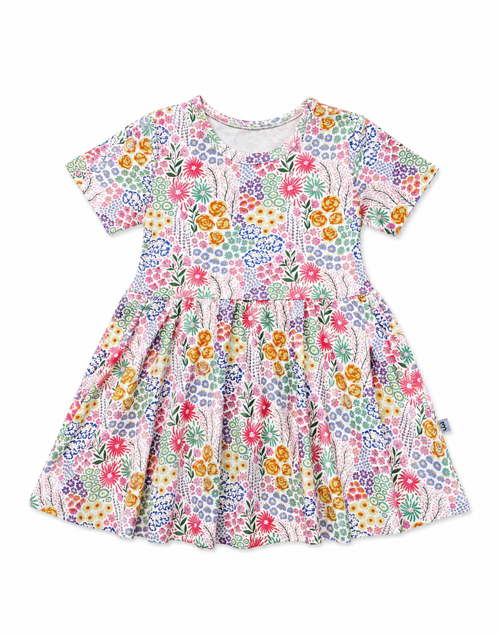 Flower Fields Short Sleeve Bamboo Pocket Dress