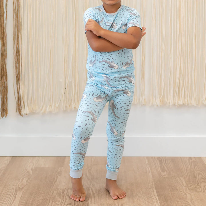 Sweet 𝓑𝓪𝓶𝓫𝓸𝓸 Boys Swirling Sharks Pjs: 3,4,6