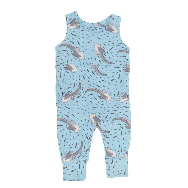 Sweet 𝓑𝓪𝓶𝓫𝓸𝓸 Infant Boys Swirling Sharks Overall: 0-3M, 18-24M