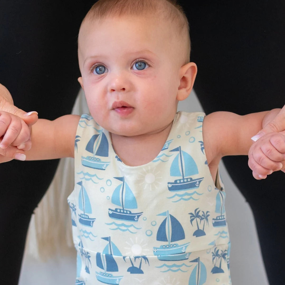 Sweet 𝓑𝓪𝓶𝓫𝓸𝓸 Sailboats Infant Boys Overall