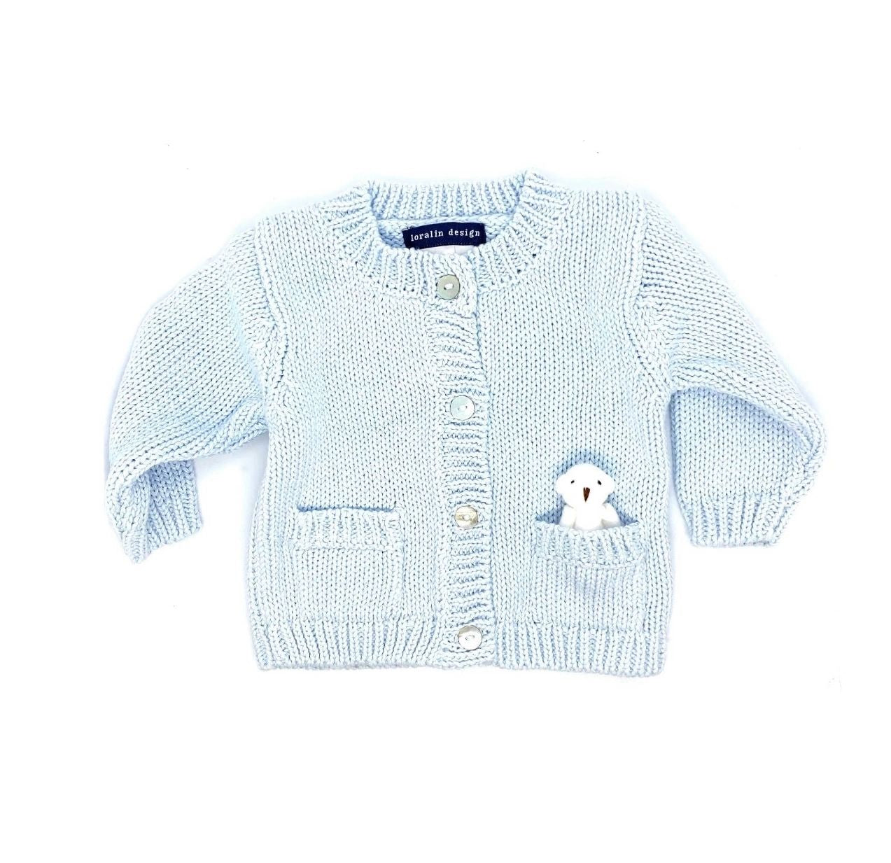 Sky Blue Bear Infant Cardigan Sweater: 0-6M