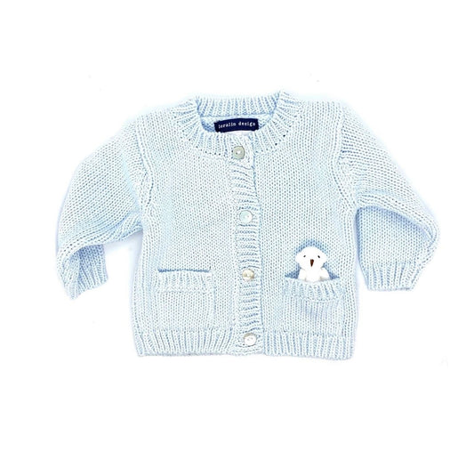 Sky Blue Bear Infant Cardigan Sweater: 0-6M