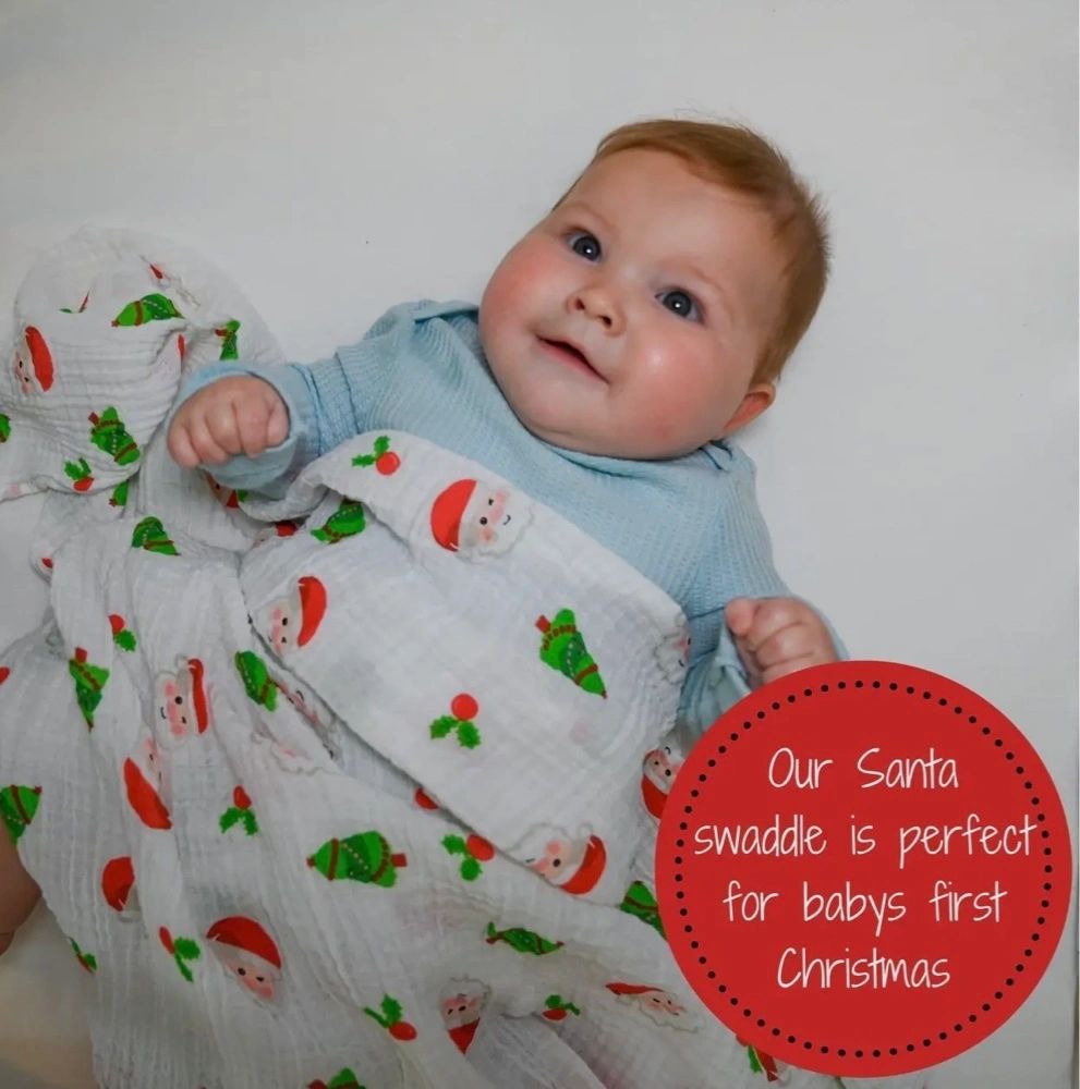 Santa Claus is Coming to Town Christmas Baby Muslin Swaddle Blanket