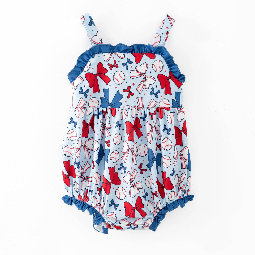 All-Star Baseball Bows Infant Romper