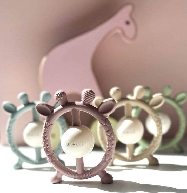 Silicone Giraffe Teether & Rattle (Sage)